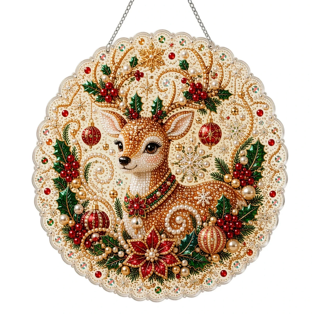 Christmas Pearl & Diamond DIY Hanging Decoration Kit | Acrylic DIY Craft Kit Qme F One Size