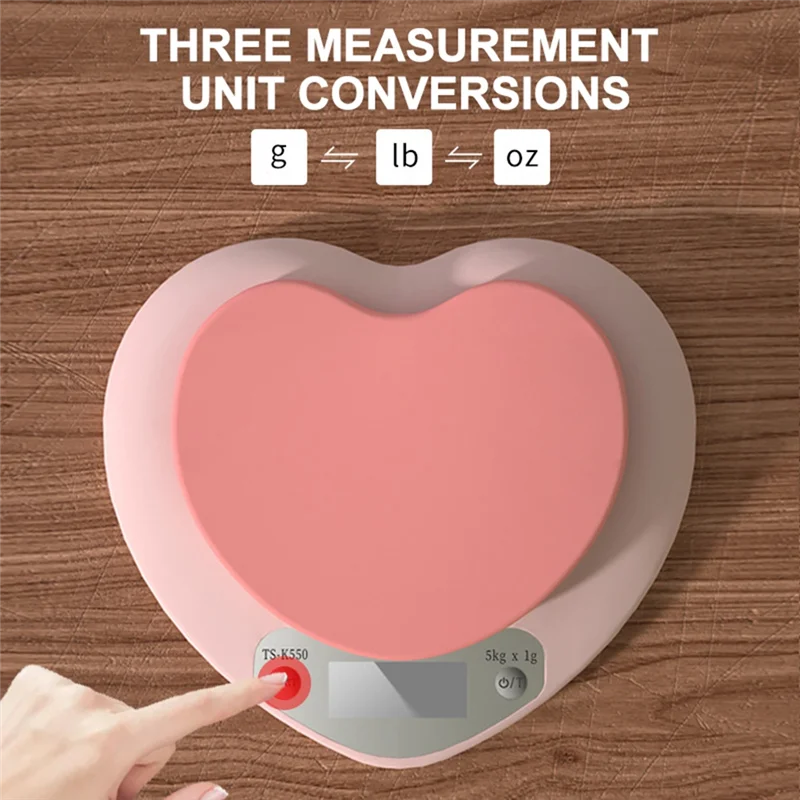 MiLESEEY B15C Heart-Shaped Kitchen Scale 5kg Pink Digital Digital Kitchen Scale Qst