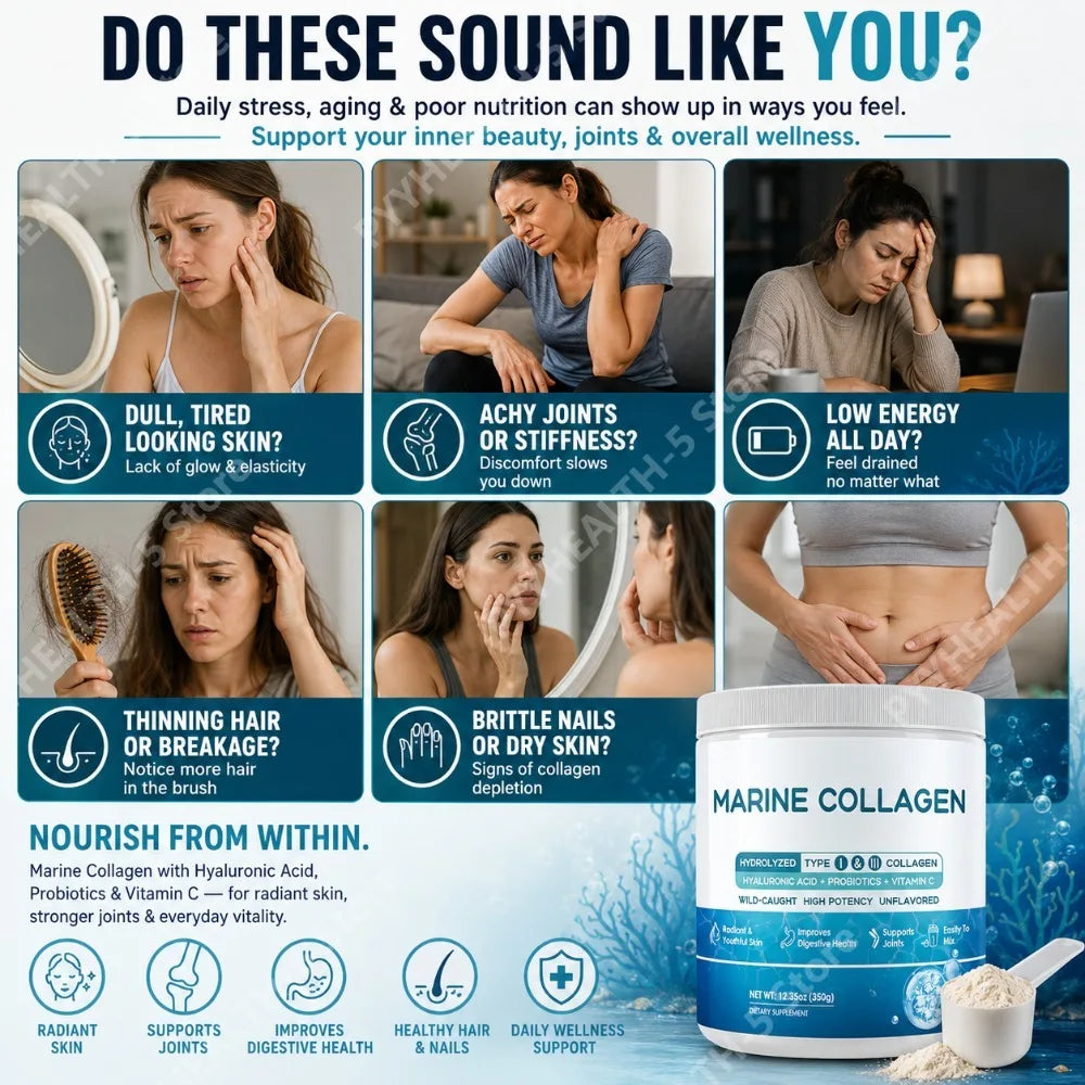 Multi-Source Collagen Powder Type I & III + Hyaluronic Acid 350g Collagen Supplement Qst