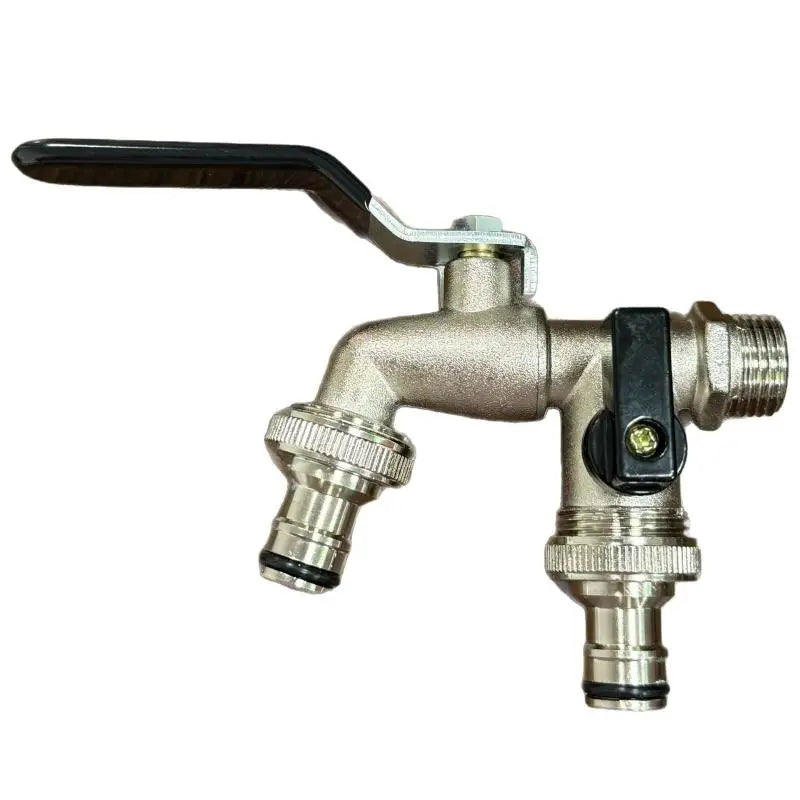 2-Outlet IBC Water Tank Irrigation Fitting 1/2" & 3/4" Irrigation Fitting Qme Black