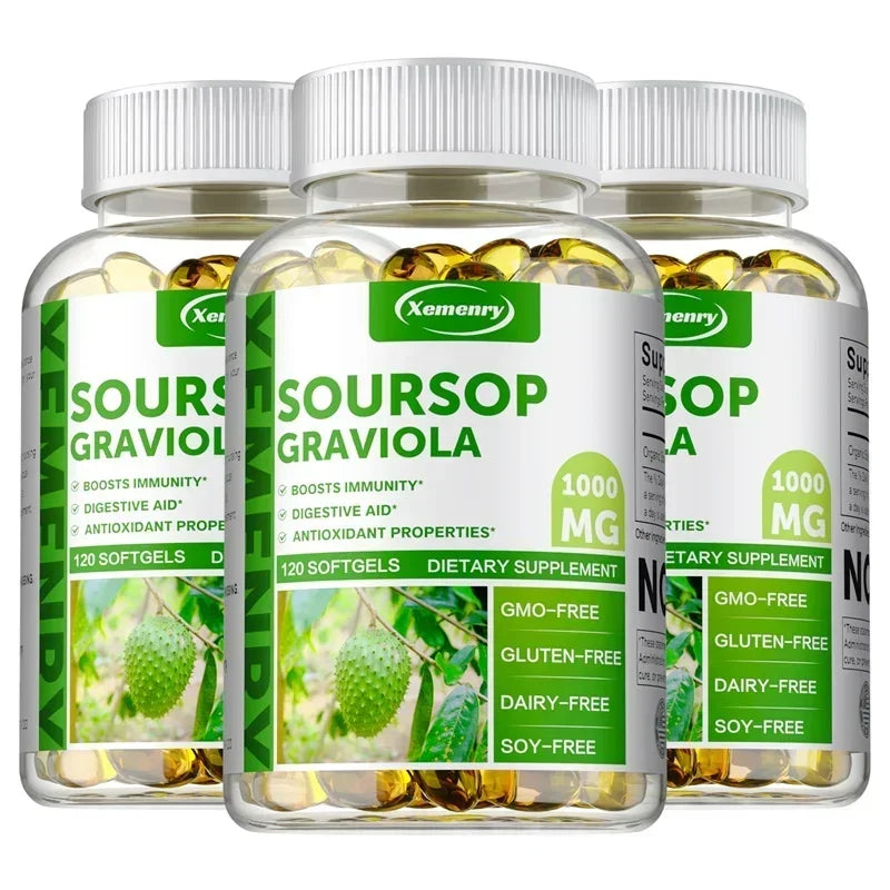 Soursop Graviola Capsules – Immune & Wellness Support Herbal Supplement Qst 120 Capsule-3bottles