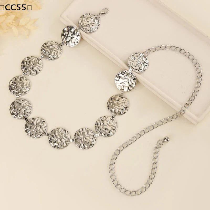 Geometric Disc Metal Chain Belt – Adjustable Women's Waist Chain Women's Chain Belt Qst