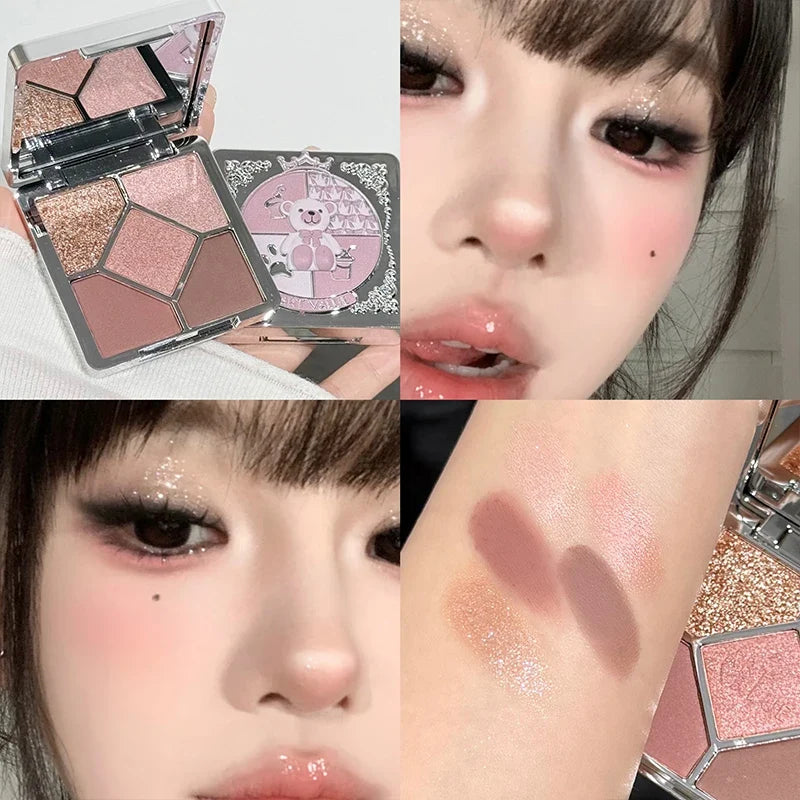 5-Color Purple Eyeshadow Palette – Glitter, Shimmer & Matte Eyeshadow Palette Qme 02