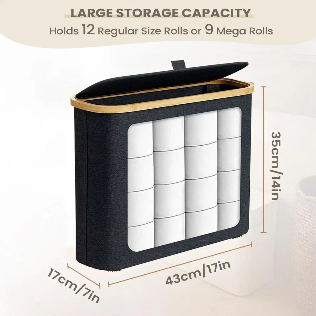 Large Clear Toilet Paper Organizer Container with Lid Bathroom Storage Organizer Qme