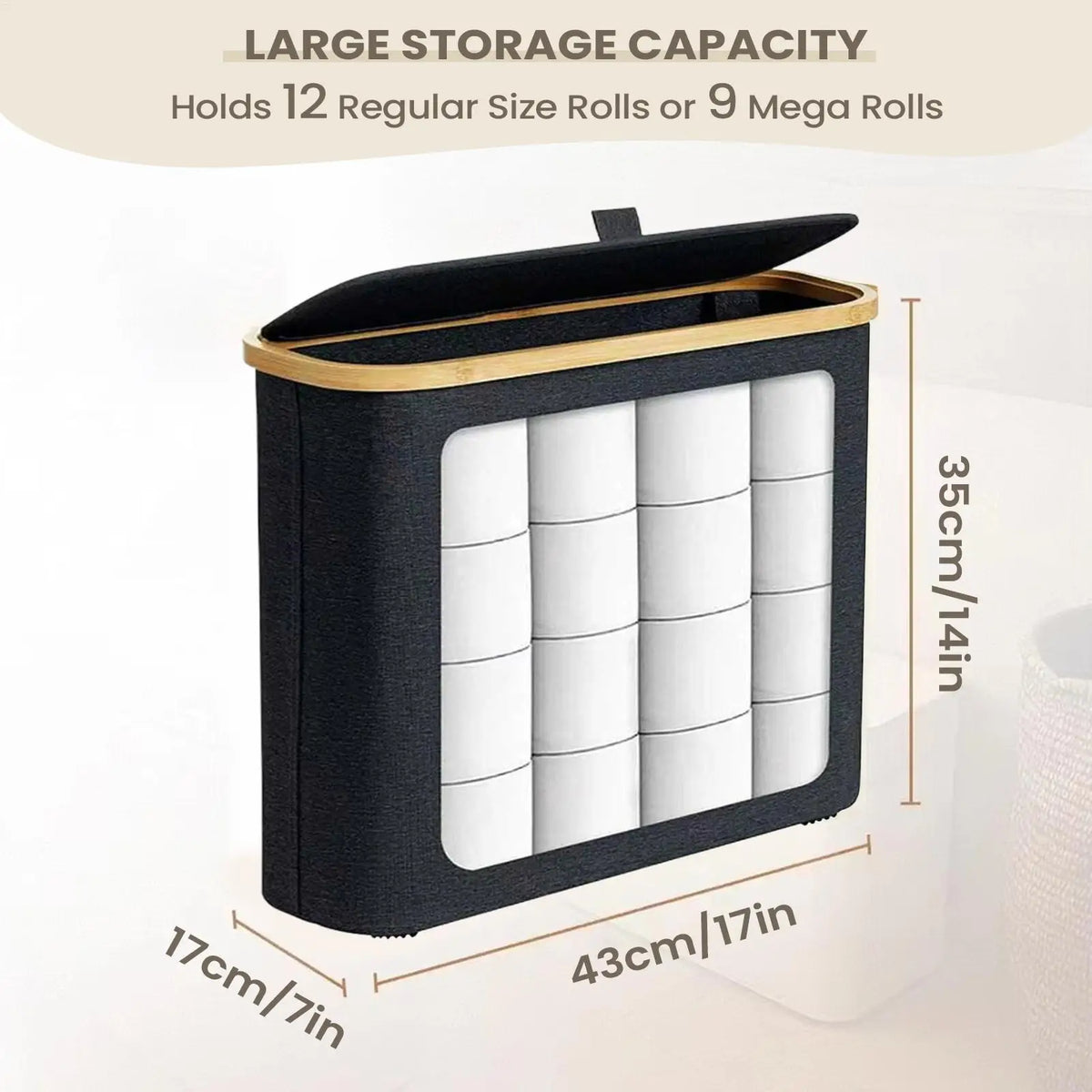 Large Clear Toilet Paper Organizer Container with Lid Bathroom Storage Organizer Qme