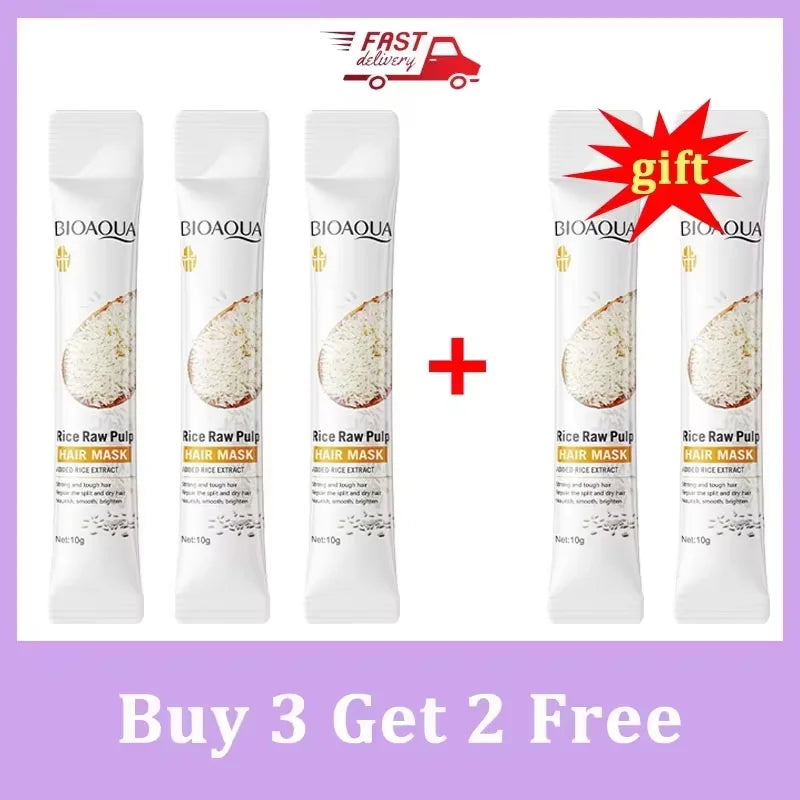 Rice Keratin Hair Mask – 5-Second Frizz Control & Moisture Keratin Hair Mask Qme 5pc