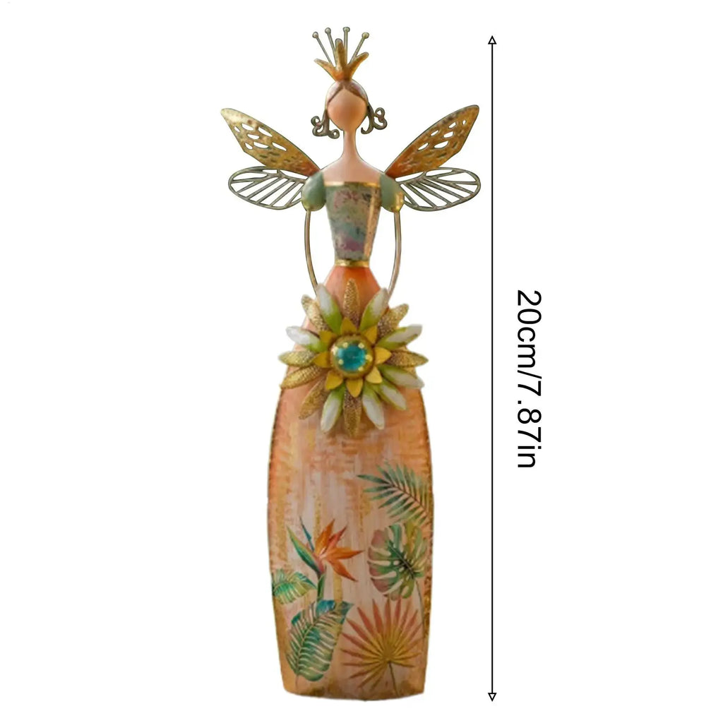 Weatherproof Metal Fairy Garden Angel Sculpture Ornament Garden Angel Sculpture Qme