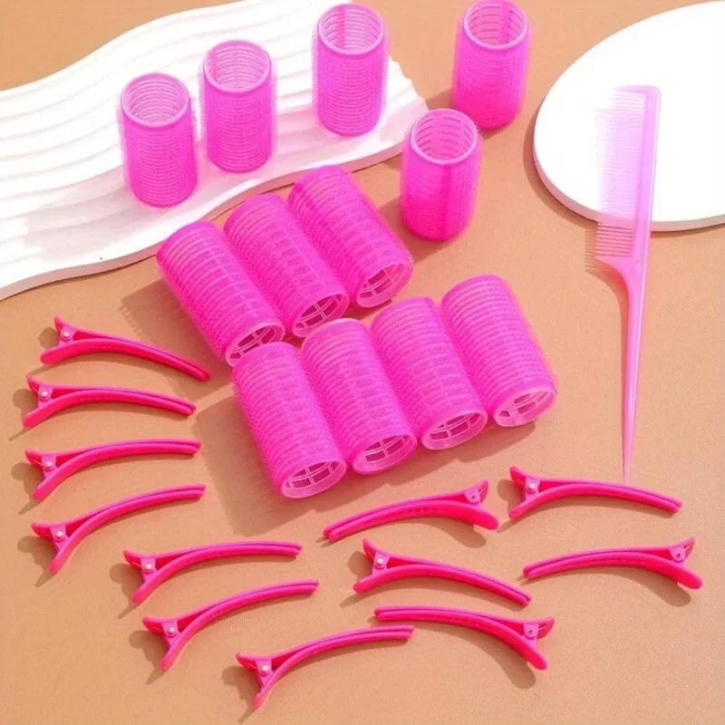 Self-Grip Hair Curler Rollers & Clips Set – 12 Piece Hair Curler Rollers Qme