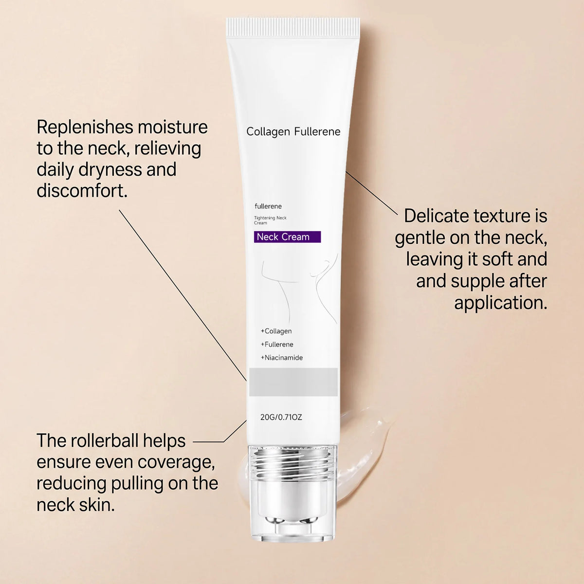 Fullerene Collagen Roller Neck Cream – Firming & Lifting Neck Firming Cream Qst