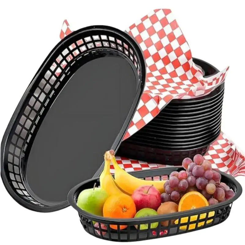 Plastic Food Serving Tray Baskets – Hot Dogs, Burgers & Fries Food Serving Tray Qst