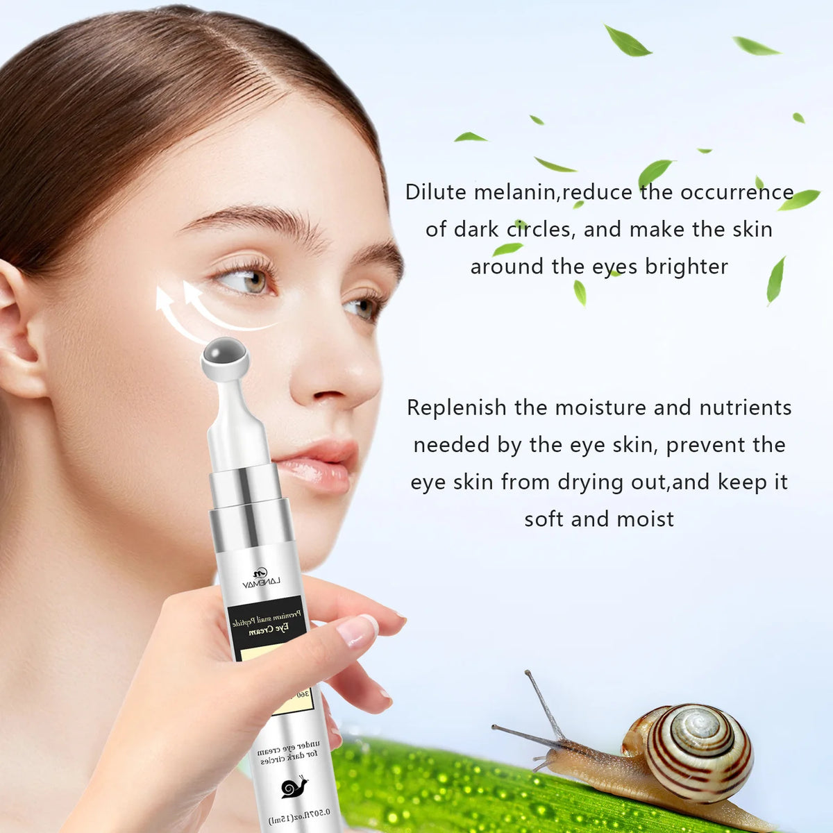 Snail Peptide Eye Cream with 360° Roller | Anti-Aging Brightening Eye Cream Qst