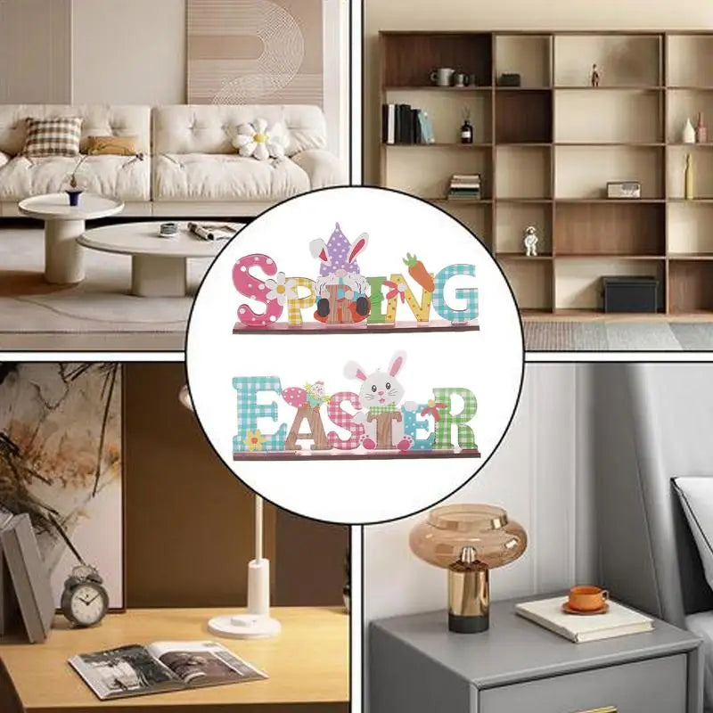 Easter Bunny Gnome Wooden Tiered Tray Sign – Spring Decor Easter Tiered Tray Sign Qme