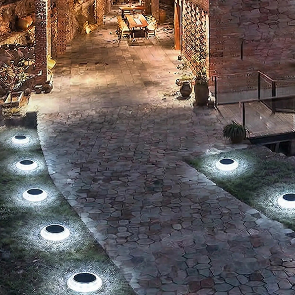 Solar Ground Lights Waterproof Transparent Pathway & Patio Decor Solar Pathway Lights Qme