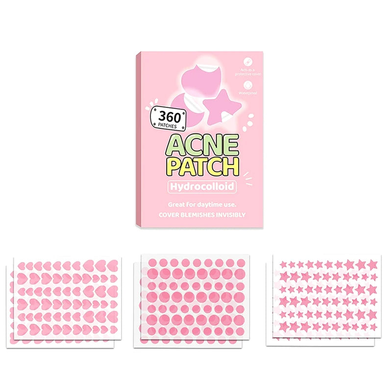 360pcs Invisible Acne Pimple Patches – Heart & Star Shapes Acne Pimple Patch Qst