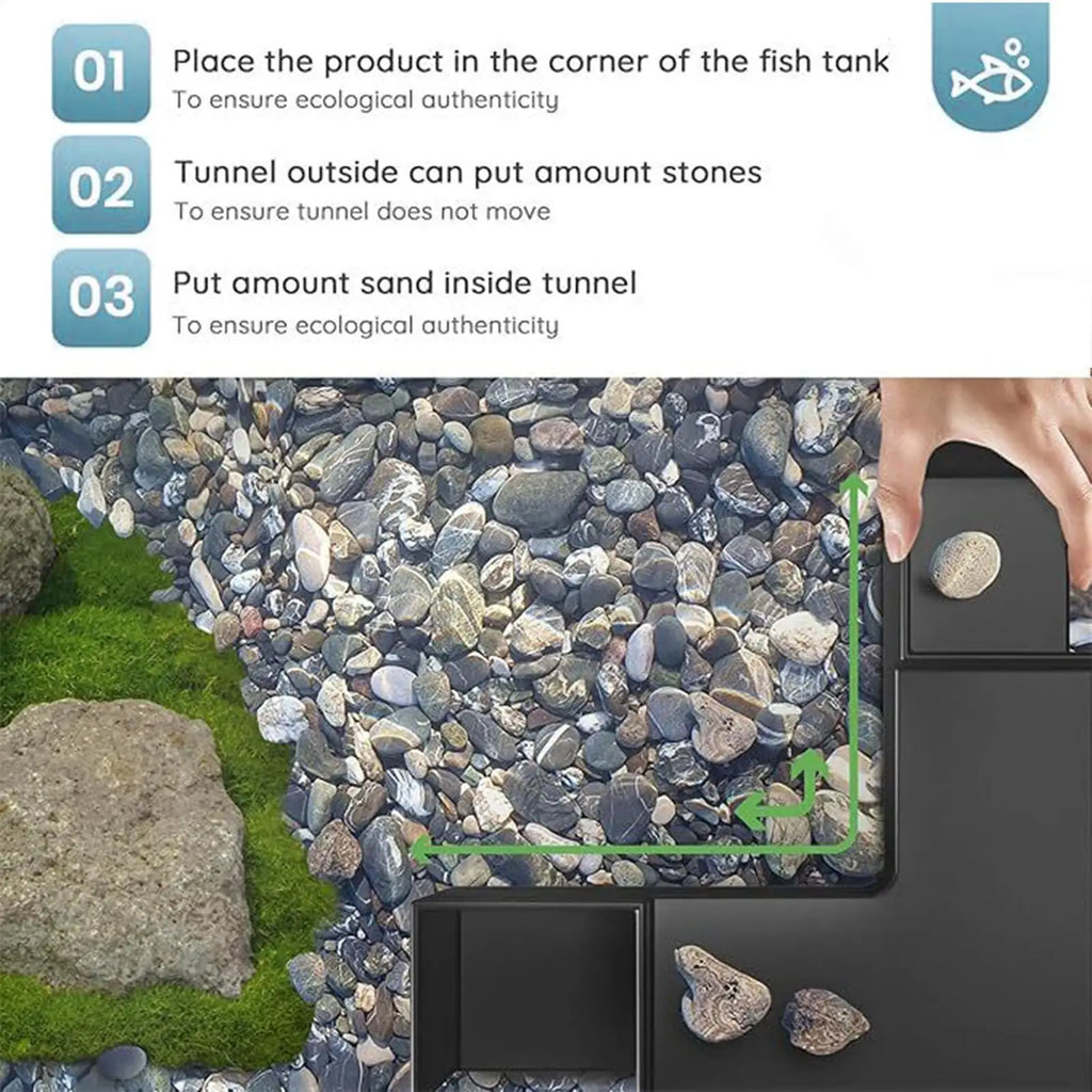 L-Shaped Aquarium Corner Tunnel Cave – 360° Viewing Decor Aquarium Cave Decor Qme
