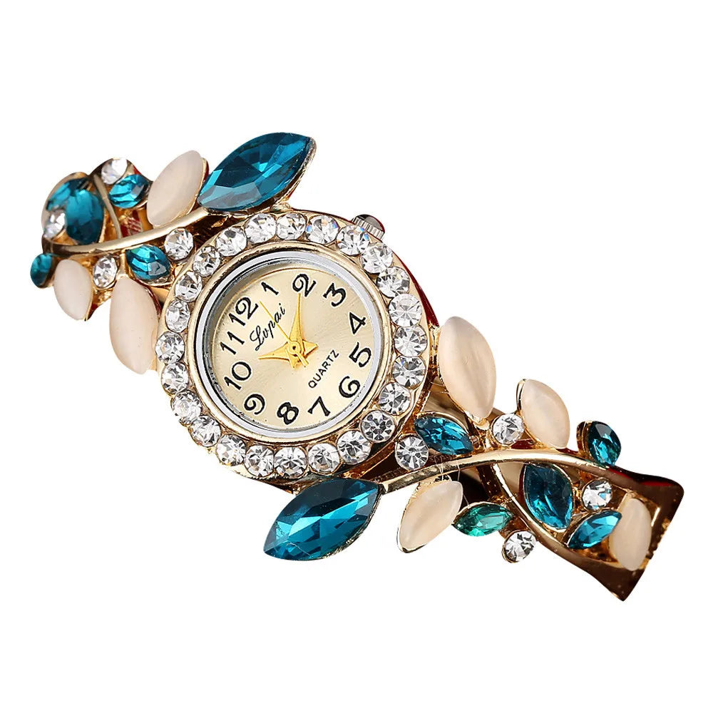 Girls Flower Alloy Band Stainless Steel Quartz Watch Fashion Quartz Watch Qme