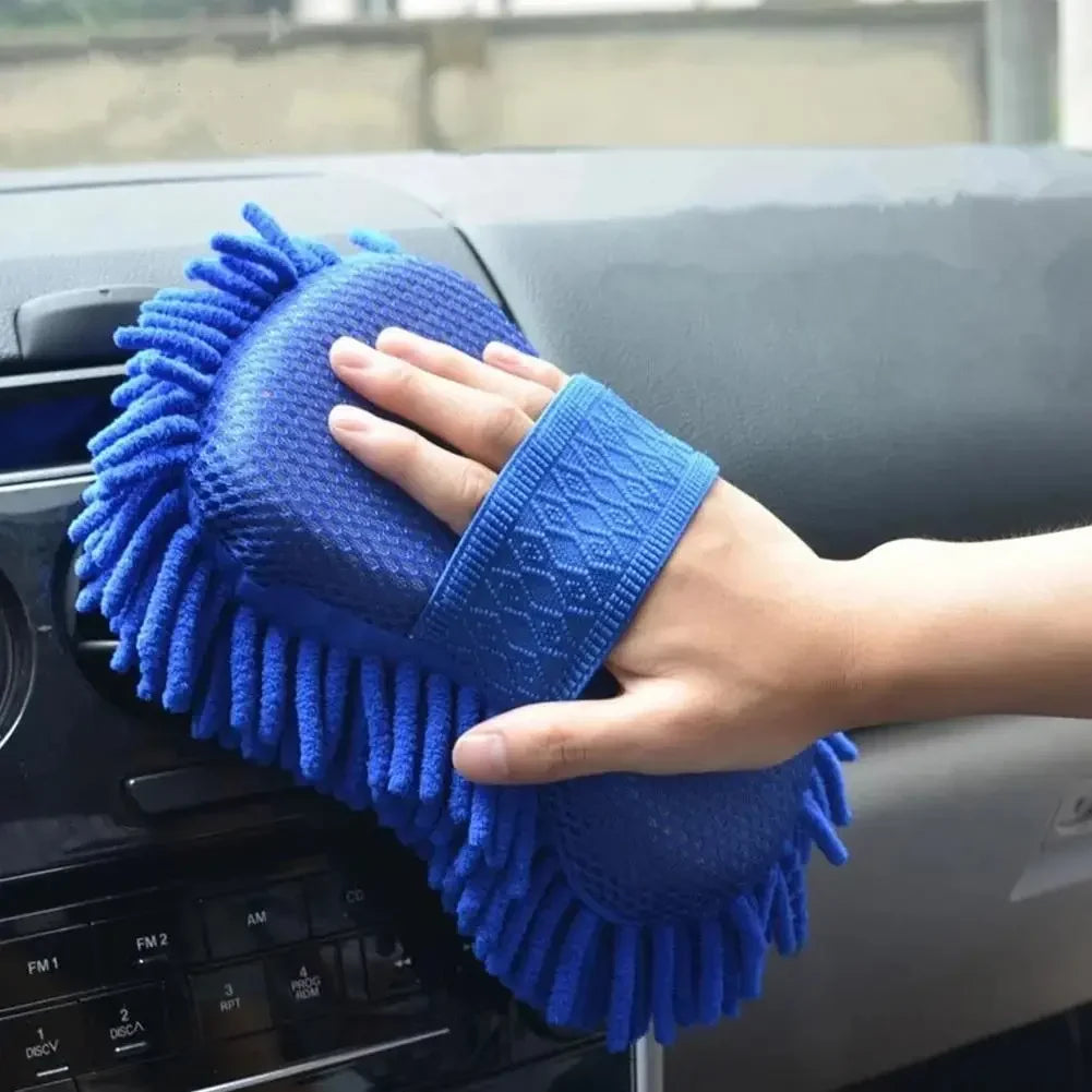 Blue Microfiber Chenille Car Wash Sponge Pad | Auto Detailing Car Wash Sponge Pad Qme