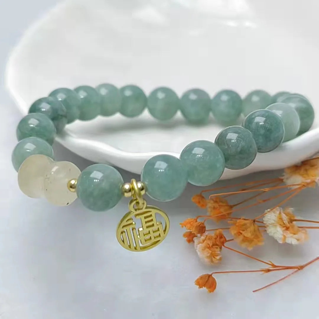 Fu Character Lucky Jade Crystal Antique Bracelet Crystal Antique Bracelet Qme
