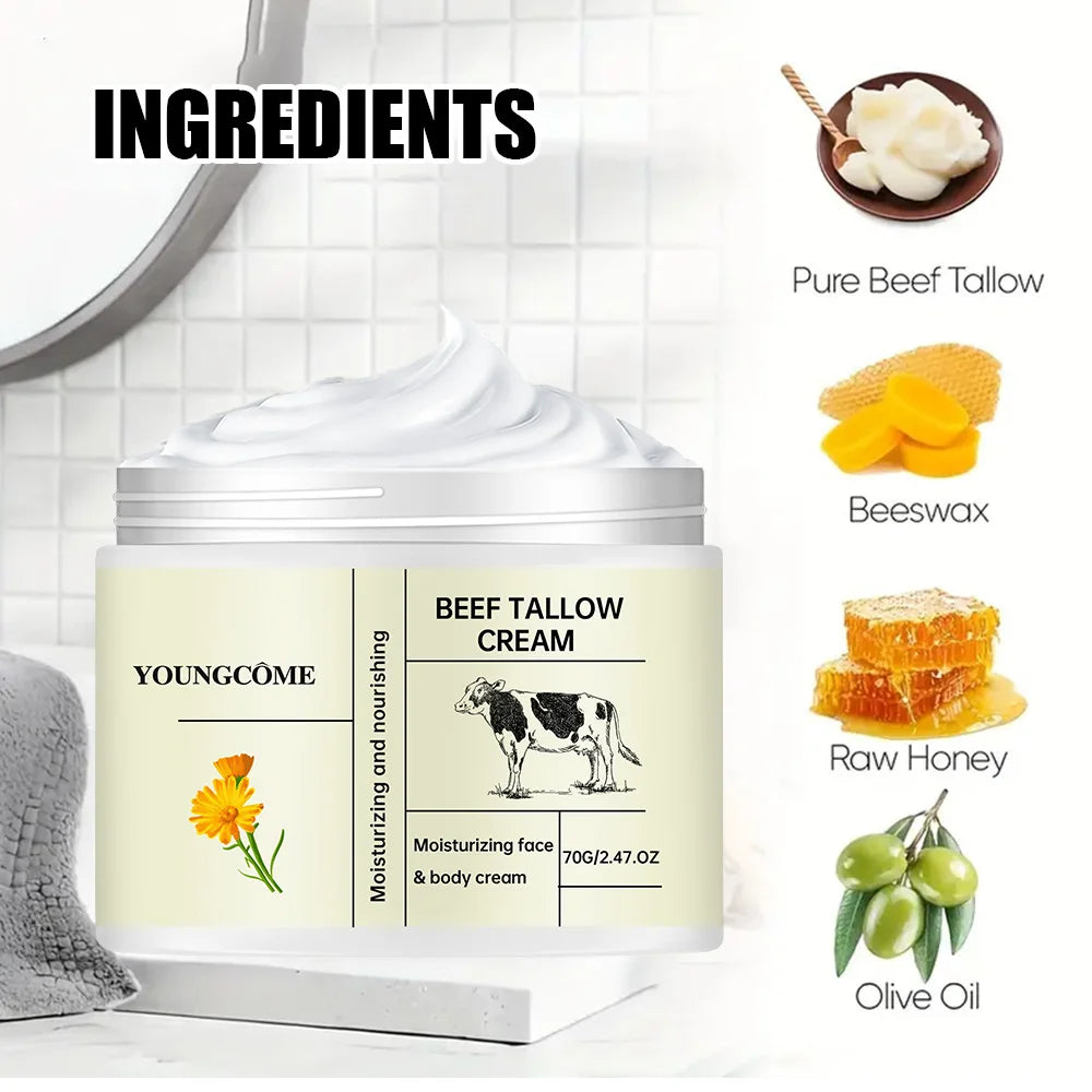YOUNGCOME Beef Tallow Face Cream – Brightening & Moisturizing Face Moisturizing Cream Qst