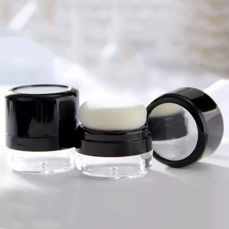 Travel Loose Powder Compact with Mirror & Mushroom Puff Powder Compact Qme