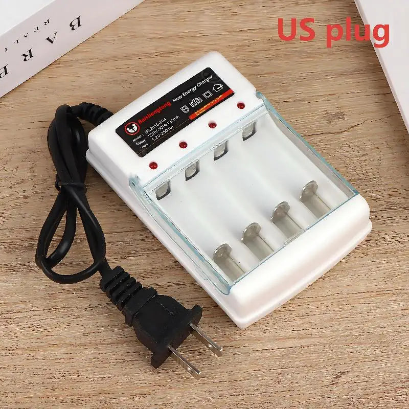4-Slot AA AAA Battery Charger – Independent Slots, EU & US Plug Battery Charger Qme US plug