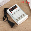 4-Slot AA AAA Battery Charger – Independent Slots, EU & US Plug Battery Charger Qme US plug
