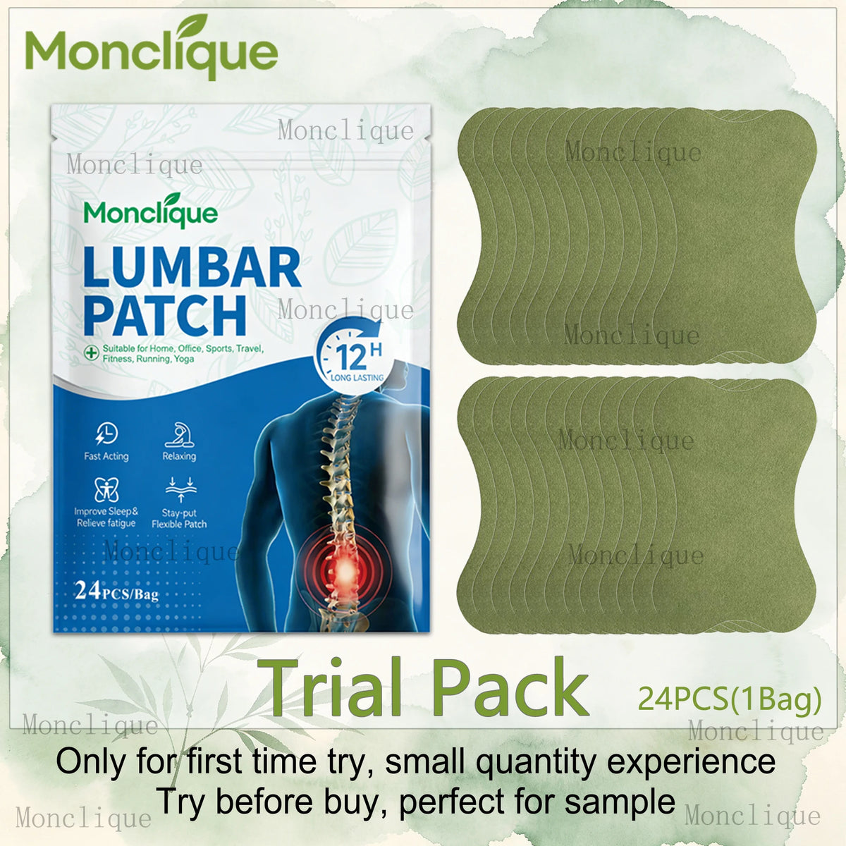 Natural Herb Lumbar Warming Patches – Self-Adhesive Back Stickers Herbal Warming Patch Qst Trial Pack 24PCS