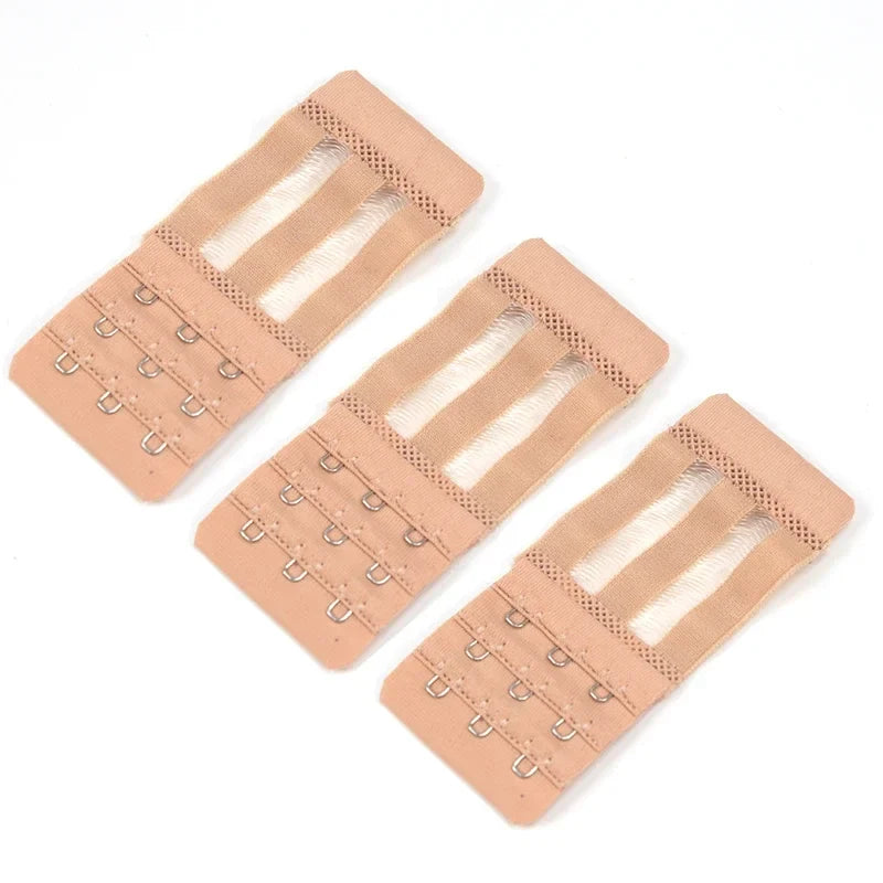 Women's 3-Hook Bra Extender Soft Nylon Strap – 4 Colors Bra Extender Qme dark skin one size