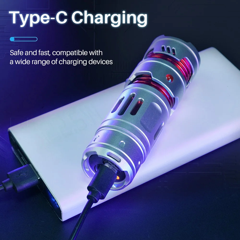BORUIT Gyro EDC LED Flashlight Type-C Rechargeable | Camping EDC LED Flashlight Qst