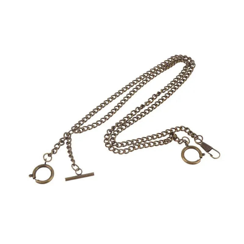 Double Curb Link Pocket Watch Chain Clip for Men & Women Pocket Watch Chain Qme Bronze