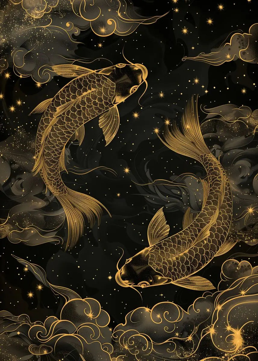 Japanese Koi Fish Canvas Wall Art – Colorful Carp Poster Print Canvas Wall Art Qst 6 50x70cm Unframed