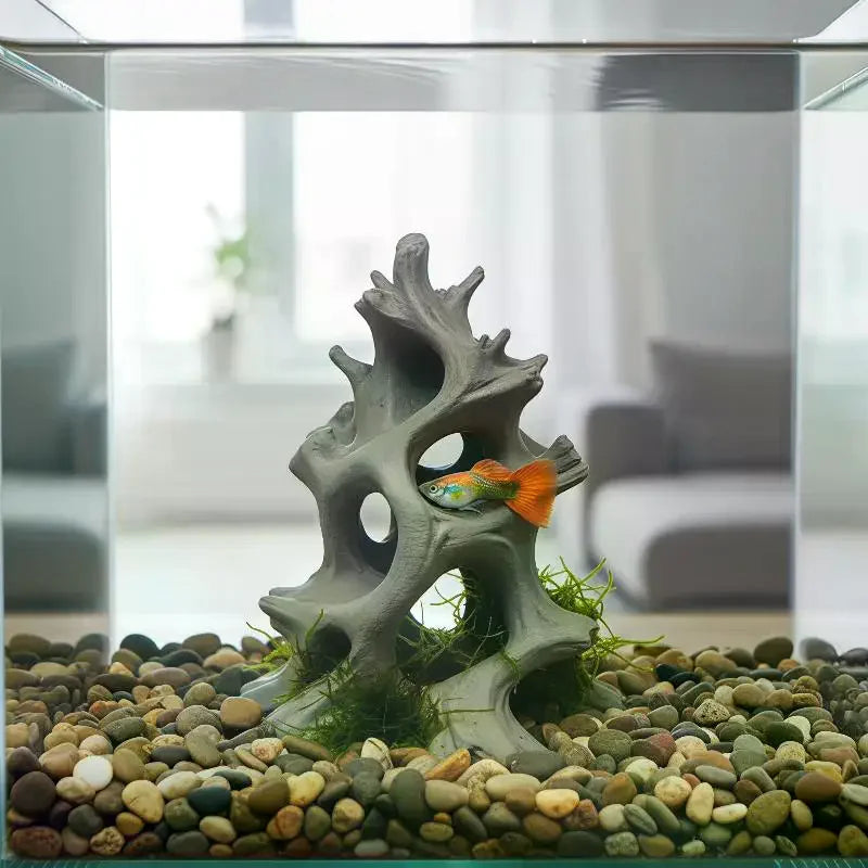 3D Driftwood Aquarium Cave – Multi-Hole Fish Hideout Ornament Aquarium Cave Ornament Qme