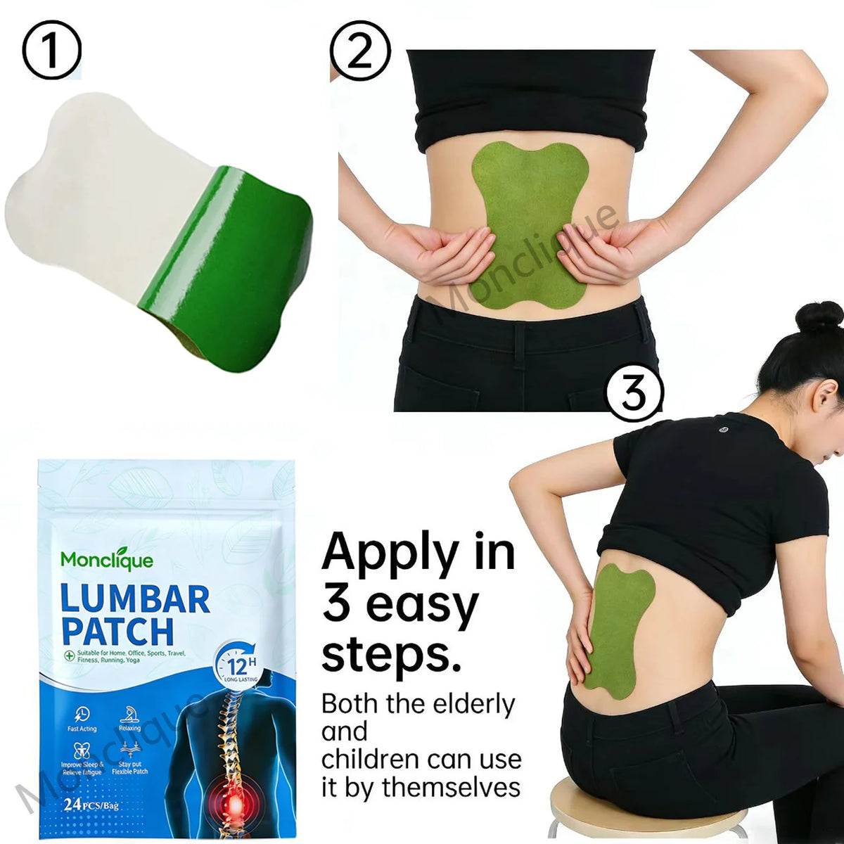 Lumbar Moxibustion Patch – Wormwood Hot Compress Waist Sticker Massage Patch Qst