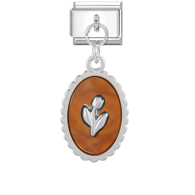 Zircon Crystal Italian Charm Link – Stainless Steel Bracelet Charm Bracelet Link Qme Style 10