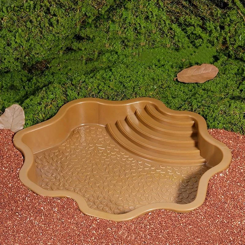 Reptile Water Dish with Anti-Slip Rock Ladder | Turtle Gecko Bowl Reptile Water Dish Qst