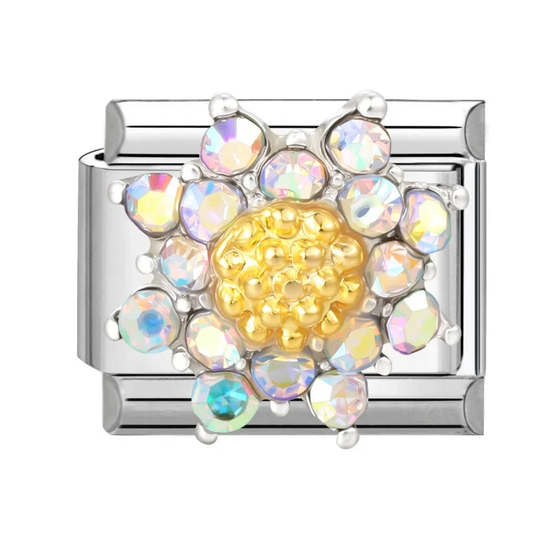 Zircon Bowknot Flower Italian Charm Links | Stainless Steel DIY Italian Charm Links Qme Style 8