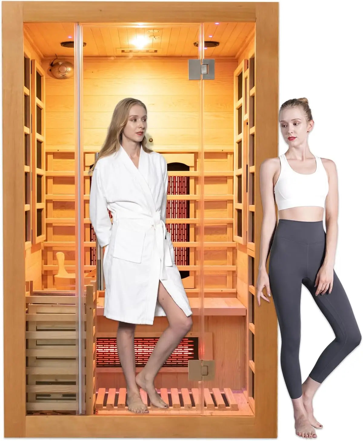 SMARTMAK 2-Person Hemlock Infrared & Steam Sauna – 3.5KW Home Infrared Sauna Qst United States 2 Person