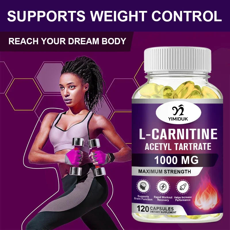 Yimiduk L-Carnitine 1000mg – Energy & Lean Muscle Supplement L-Carnitine Supplement Qst