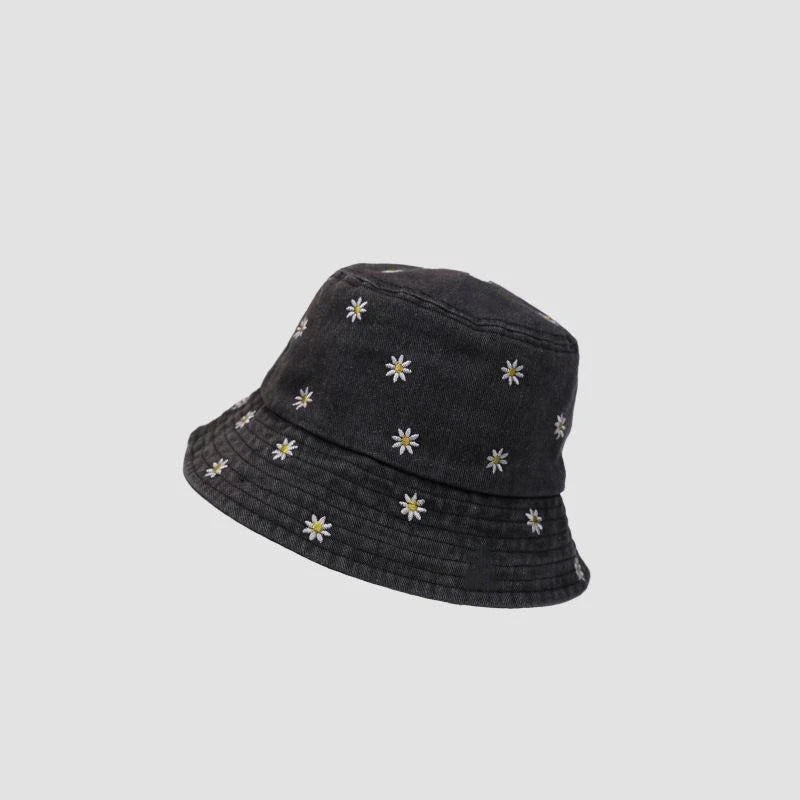 Women's Washed Denim Bucket Hat – Retro Wide Brim Sun Cap Bucket Hat Qst A13