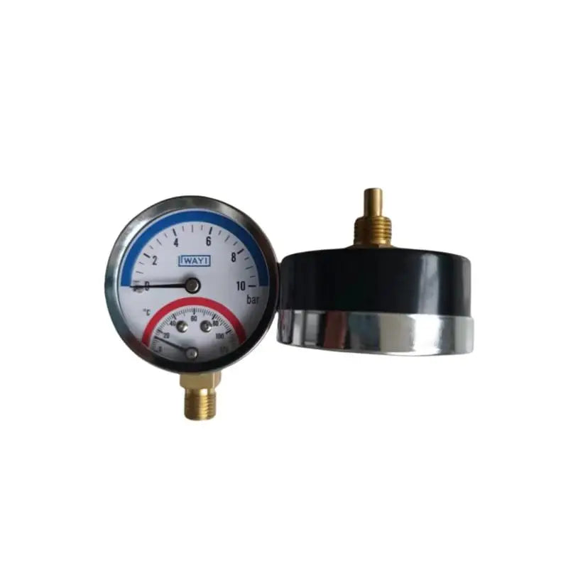 2-in-1 Pressure & Temperature Gauge | 10 Bar, 0–120°C Pressure Temperature Gauge Qme