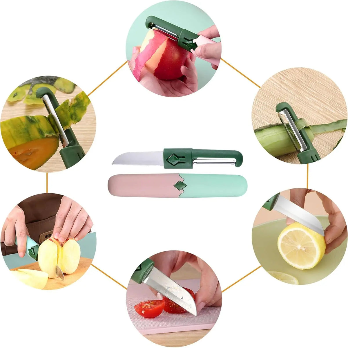 2-in-1 Fruit & Vegetable Peeler | Stainless Steel with Cover Vegetable Peeler Qme