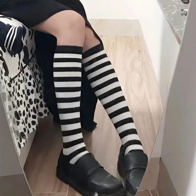 Women's Striped Knee High Socks | Sweet Lolita Harajuku Style Knee High Socks Qme