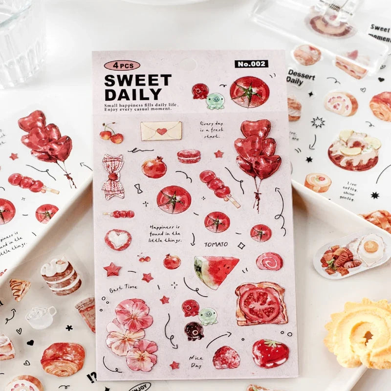 Afternoon Tea Dessert Flat Stickers – Notebook & Journal Decor Decorative Stickers Qme