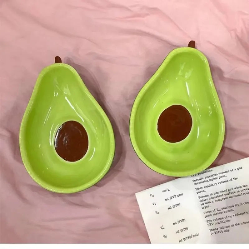 Avocado Shaped Ceramic Dish | Fruit Salad & Dessert Plate Novelty Ceramic Plate Qme