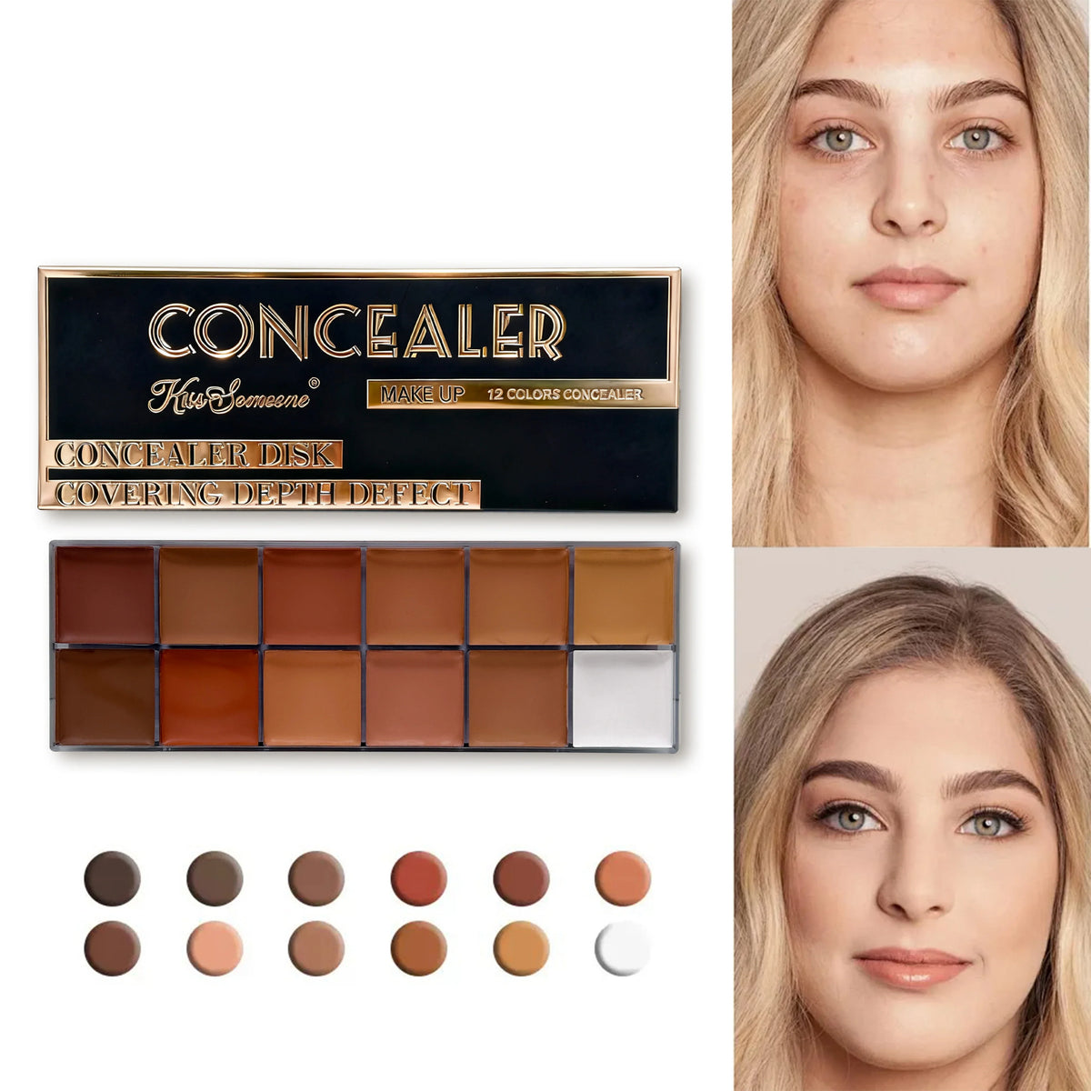 12-Shade Waterproof Full Coverage Concealer Foundation Dark Skin Concealer Foundation Qme