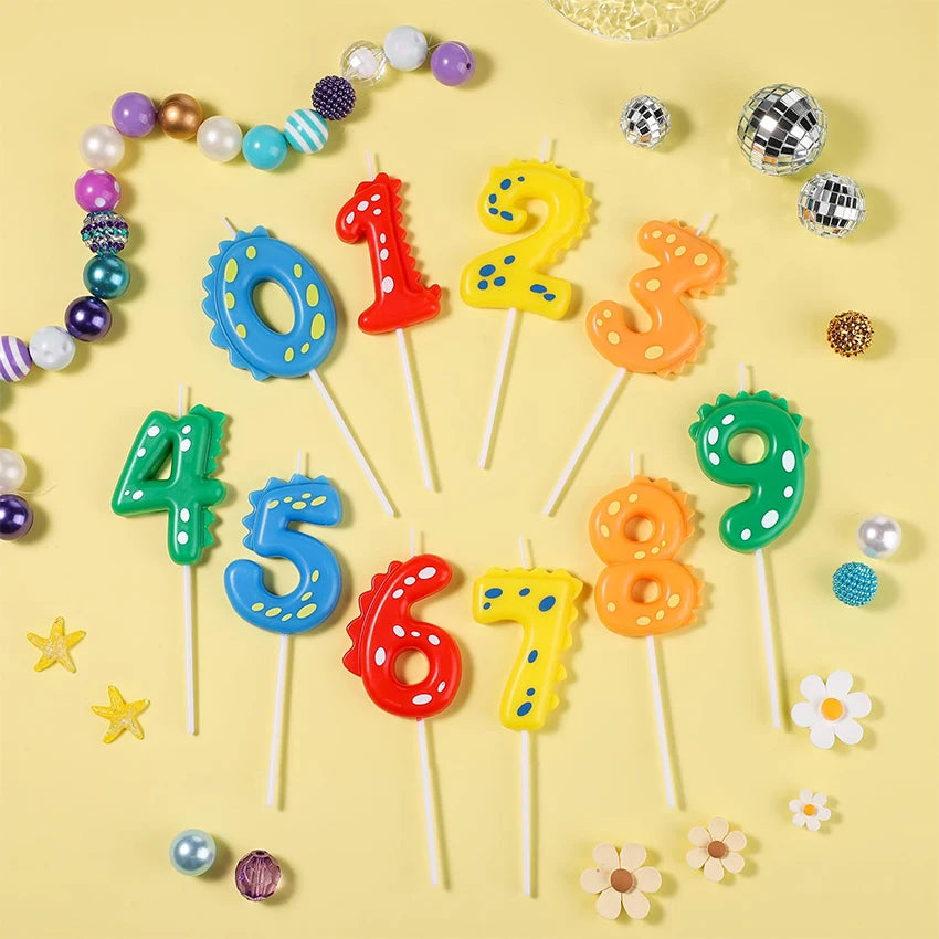 Dinosaur Number Birthday Candles – Cartoon Cake Topper Birthday Number Candles Qst