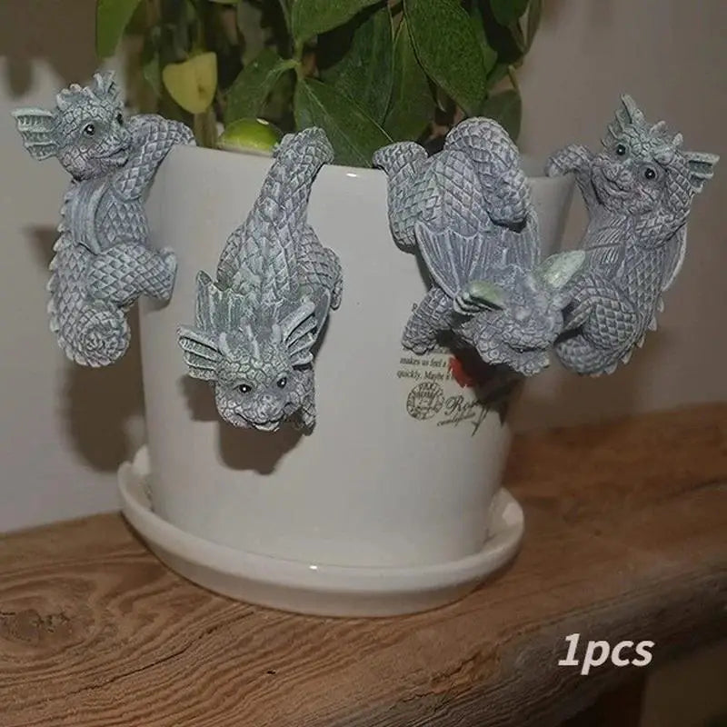 Cute Dragon Flower Pot Hanger Resin Garden Statue Ornament Garden Statue Qme