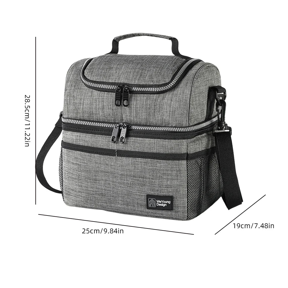 Double Deck Insulated Lunch Bag | Thermal Picnic Bag for Work Insulated Lunch Bag Qme