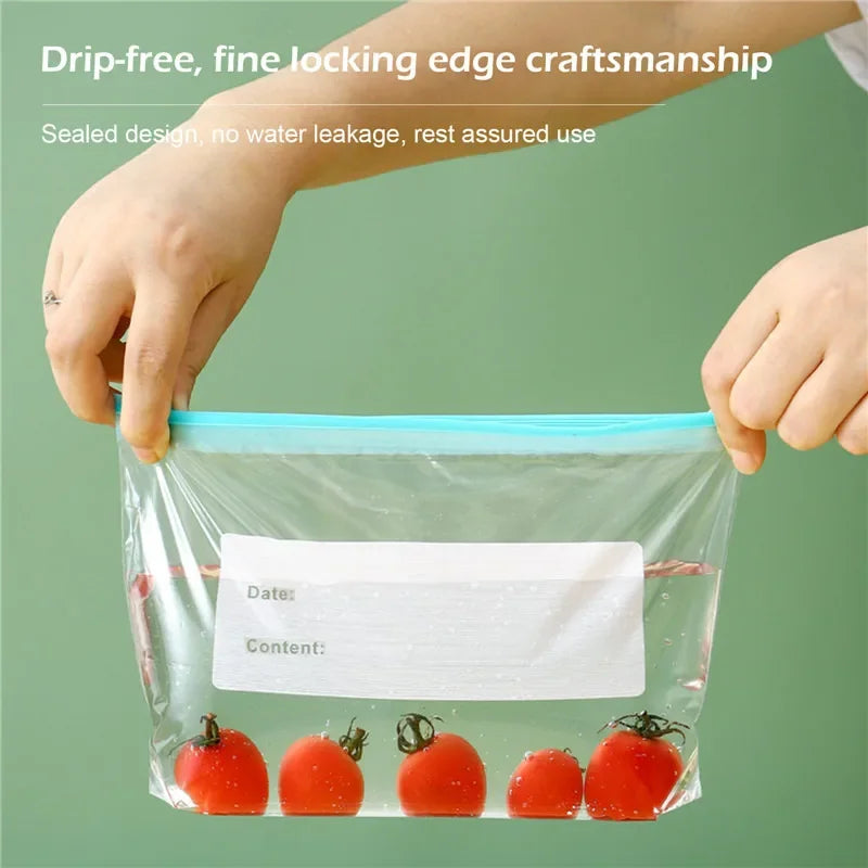 Thickened Sliding Lock Freezer Bags, Food-Grade PE – 10 Pack Food Storage Bags Qme