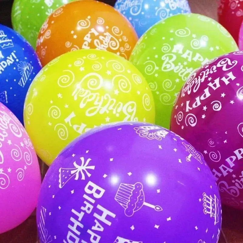 Happy Birthday Letter Printed Latex Balloon 12 Inch Party Decor Party Balloon Decor Qme